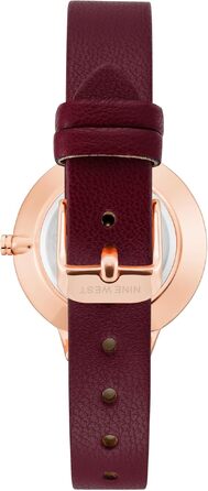 Жіночий годинник Nine West з квітковим циферблатом на ремінці (Бордовий/Розове золото)