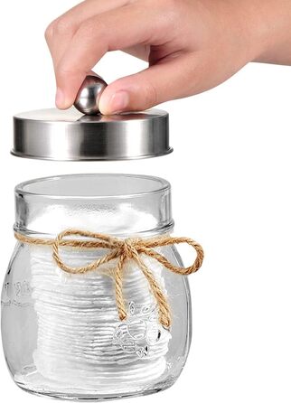 Mason Jar Bathroom Accessories Set, 4 Piece, Foaming Soap Dispenser & 2 Qtip Holders & Toothbrush Holder, Rustic Farmhouse Decor, Apothecary Glass, Countryside Countertop (Black) (Luxurious, Rustic, Brushed Nickel)