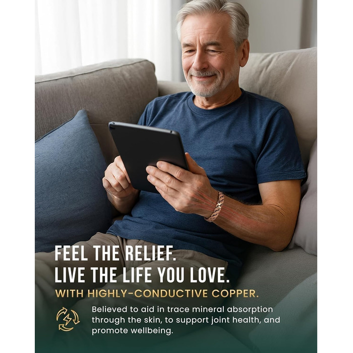 Куперне браслет MagnetRX® для чоловіків та жінок - регульований, з чистого міді