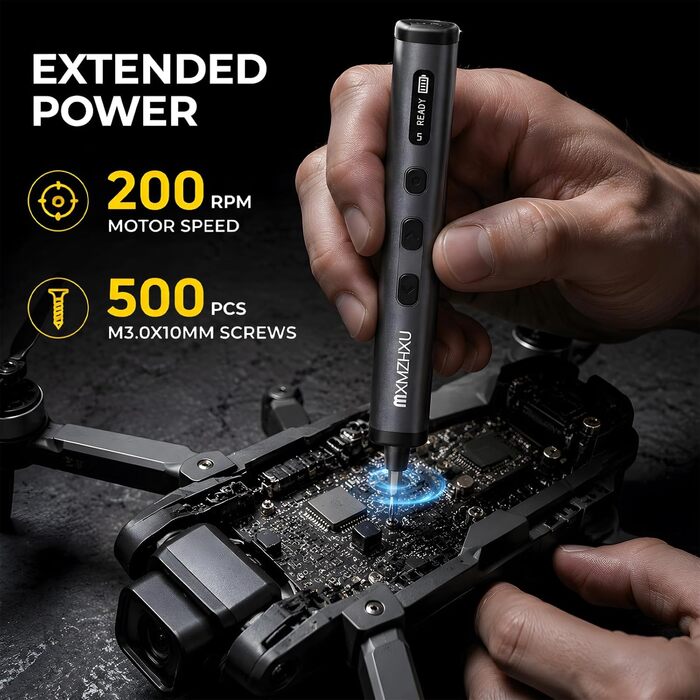 Акумуляторний міні-шуруповерт E2 Ultra: 0.6 Нм, 50 біт, для електроніки, камери, ноутбука, ПК - сірий