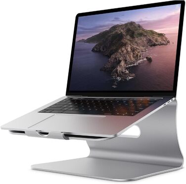Підставка для ноутбука з алюмінію, Heat-Vent, сумісна з MacBook, Dell, HP, Lenovo, Microsoft Surface, Samsung, 11-16 дюймів, сірий (патентована) (102S-Silver)
