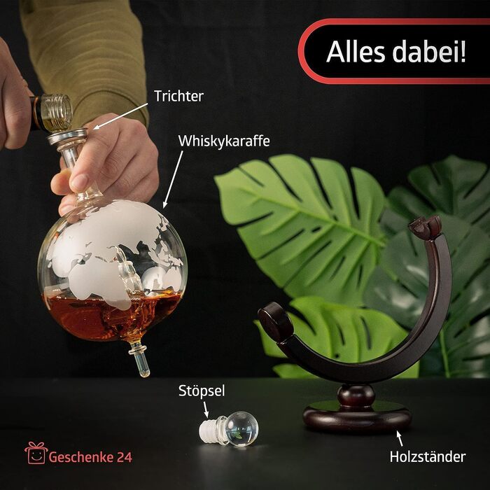 Whisky Decanter Globe | Whiskey Gifts for Men | Christmas Gifts for Men | Globe Decanter | Glass Decanter for Rum Vodka Bourbon | Gifts for Men Grandpa Uncle Dad | Birthday Gift