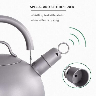 Чайник для плити iBasingo Titan 2L з свистком, легкий, велика ємність, для кемпінгу, кухні, дому. Ti3097D