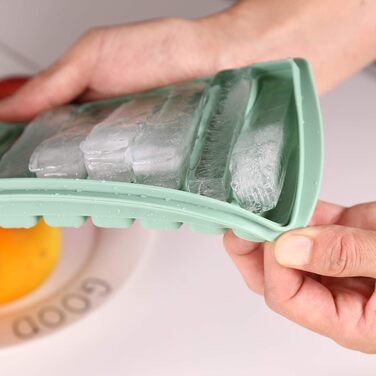 Силіконова форма для льоду LessMo з кришкою, BPA-free, 10 відсіків, для коктейлів та віскі, зелена (2 шт)