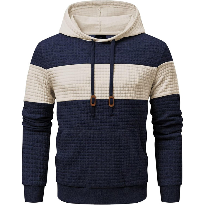 Чоловічий худі з капюшоном, довгі рукави, теплий світшот, казуальний стиль, блакитний колір, розмір XL