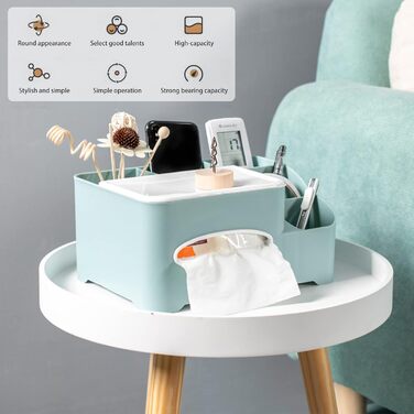Tissue Box, Tissue Holder Box, Multifunctional Tissue Holder with Stylish Remote Control Tabletop, Cosmetic Tissue Box for Office Bedroom Car (A green)