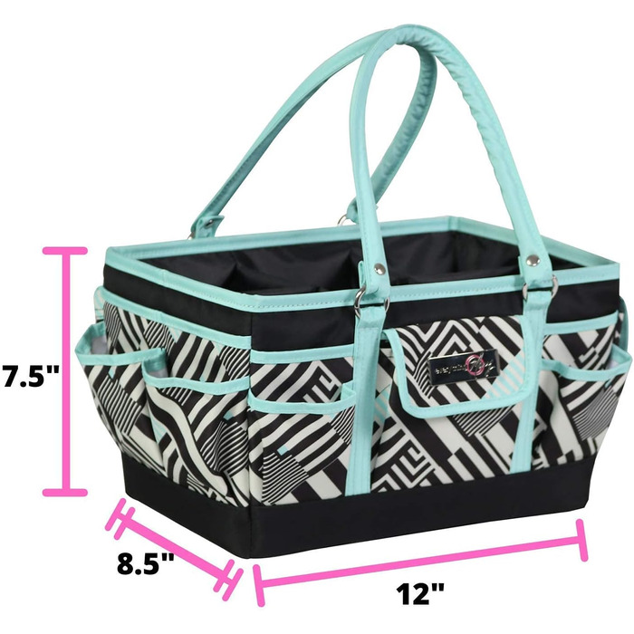 Everything Mary Blaugruner, geometric deluxe store and tote bag, organizer for crafts, sewing, paper, art, desk, canvas, accessories, storage with handles for travel