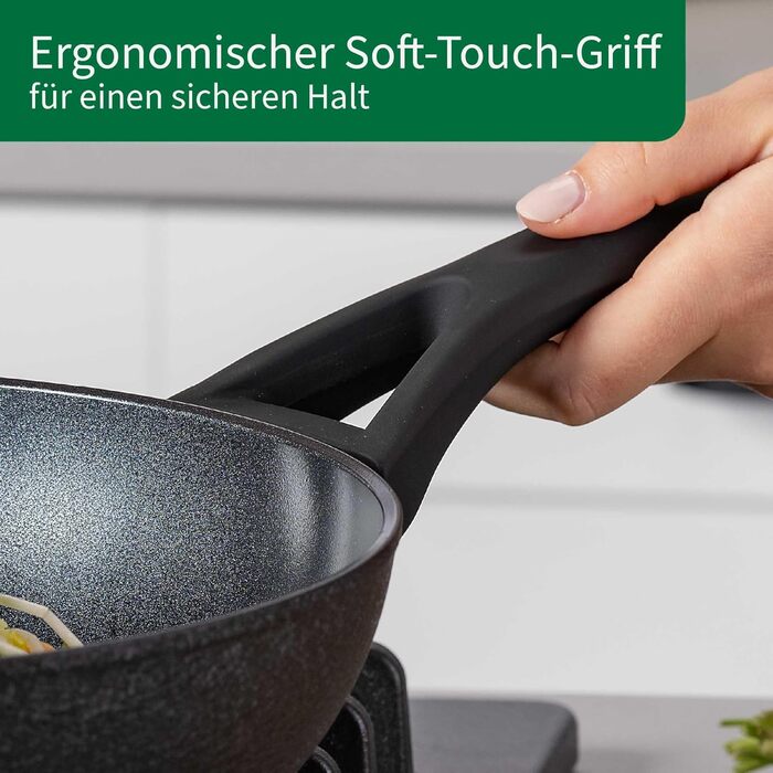 Grill-сковорода FACKELMANN Chefkoch Hamburg керамічна 28 см з антипригарним покриттям, з переробленого алюмінію, для всіх видів плит та духовки