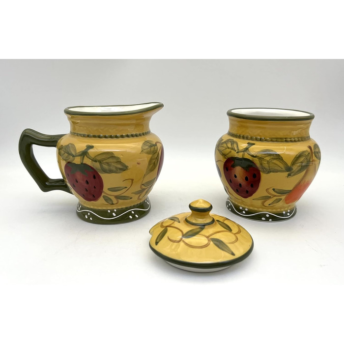 Tuscan Collection Deluxe Hand-Painted Sugar Bowl & Creamer Set by ACK