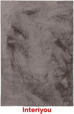 Тепличний килим Interiyou Fargo для вітальні 80x150 см - короткий ворс, миється, не ковзає, пухнастий штучний килим з довгого ворсу (160 x 230 см, сірий)