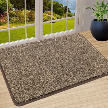Придверний килимок Pauwer протиковзкий та зносостійкий, мийний килим для входу, тераси, саду та коридору, 80x120 см, коричневий