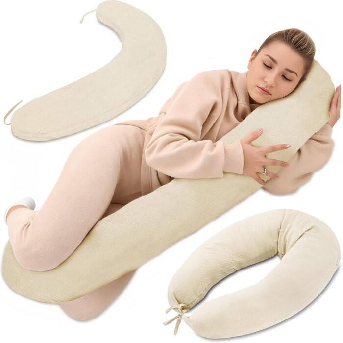 Подушка для вагітних Totsy Baby XXL: підтримка тіла, комфортний сон, бавовна Oeko-Tex, 190 см