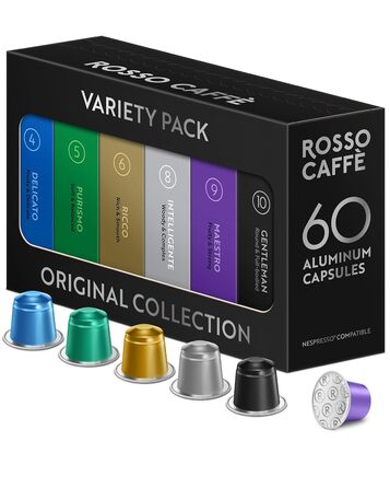 Капсули кави ROSSO CAFFÈ Nespresso, 60 шт., мікс 6 преміум сортів еспресо, сумісні з Nespresso