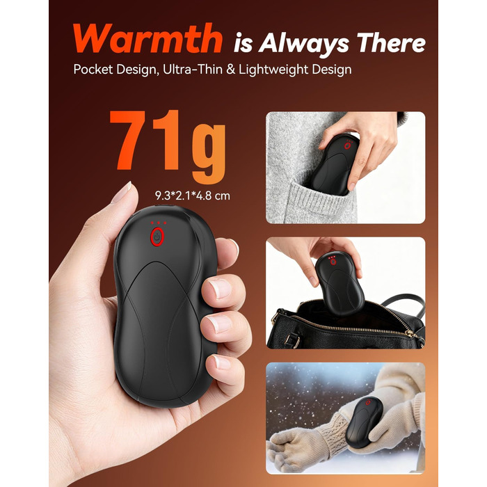 Електричні грілки для рук PHEJIE, 2 шт., 3 режими нагріву, портативні, для активного відпочинку, кемпінгу, гольфу, подарунок для жінок та чоловіків, чорний