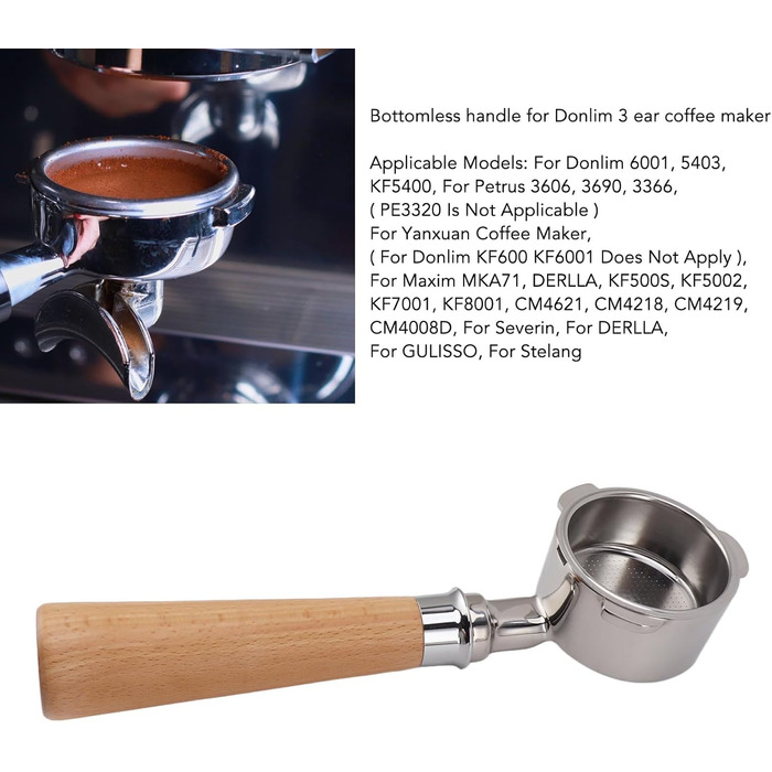 3-Hour Siebträger (Portafilter), 51 mm Stainless Steel with Filter Basket, Removable and Easy to Clean, Compatible with Petrus, Yanxuan, DERLLA, Severin, GULISSO, Stelang (Color A2 Beech)