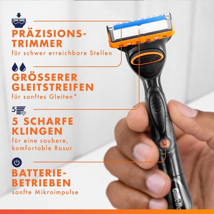 Бритва Gillette Fusion 5 Power для чоловіків, електрична станок для вологого гоління, металева, чорна, 1 шт