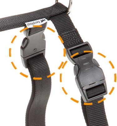 Шлейка для собак Ferplast Champion, великі породи, чорна, регулюється в 3 точках, обхват грудей 78–120 см (XXL)