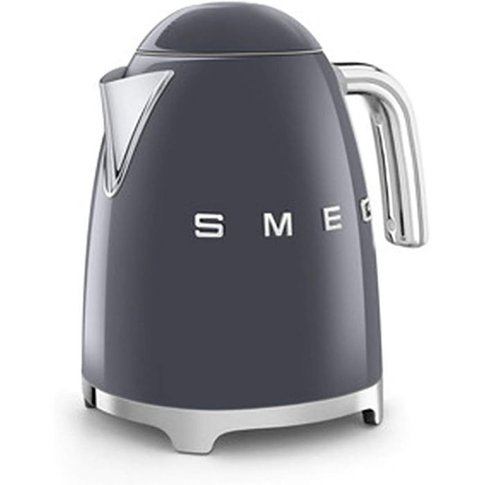 Електричний чайник Smeg KLF03PKEU 1.7L сірого кольору з нержавіючої сталі, з м'яким відкриванням кришки та фільтром від накипу