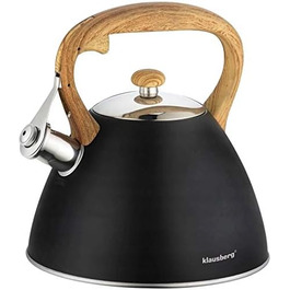 Свисток-чайник з нержавіючої сталі, 3 л, для індукційних, газових та електричних плит (Чорний)