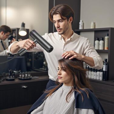 CONFU Professional Ionic Hair Dryer - 1700W Foldable Salon Hair Dryer with Diffuser & Styling Nozzle - Quiet, Long Cord for Home, Salon & Travel