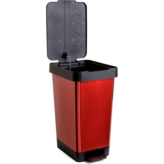 Сміттєве відро з педаллю TATAY Smart Deco 25L | Компактний дизайн | Для дому та вулиці | Підходить для мішко 30L | З міцного BPA-free пластику | 26x36x47cm, дерево (червоне)