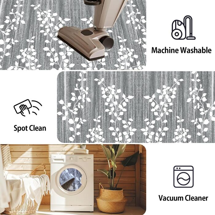 Килимок для підлоги, коридору, кухні - антиковзаючий, миючий, 60x90 см, сірий/блакитний