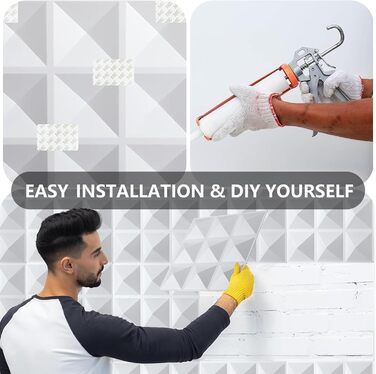 3D стінові панелі ПВХ чорні, декоративні панелі для стін та стелі, геймерські панелі для вітальні та спальні, 2 шт (7)