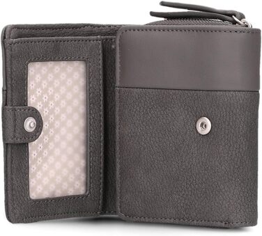 Two Ladies Wallet Eva EVW15 compact wallet, 6 card slots, ONE bill compartment, ONE see-through pocket, coin pocket on the outside, compartment for shopping trolley coins, modern and elegant wallet (Nubuk-Stone)