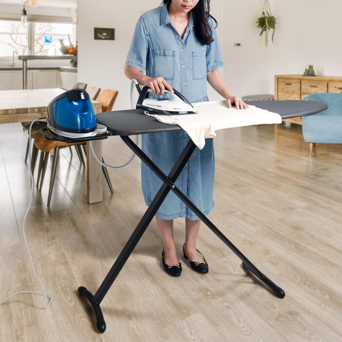 Гладильна дошка Duwee Extra Wide Deluxe з підставкою для праски, чорна, 117 x 43 см