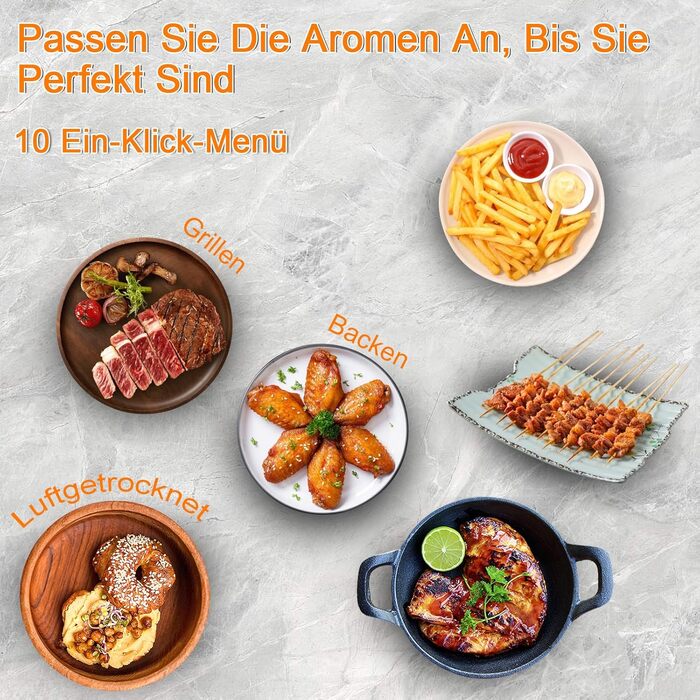 Фритюрниця повітряна XXL 8 літрів | 10-в-1 Airfryer | Розумна фритюрниця | Без олії | Цифровий LED-дисплей | 1500W | Чорний