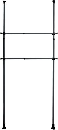 WENKO Telescopic Wardrobe System Hercules Basic (Black, Bundle with 2-Piece Clothes Rail Set)