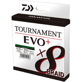 Плетена рибальська ліска Daiwa Tournament x8 EVO+ 135 м, темно-зелена
