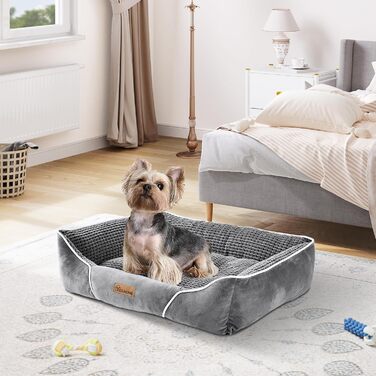YITAHOME Dog Bed for Medium to Small Dogs, Dog Cushion, Dog Beds, 64x53cm, Non-Slip Bottom Dog Sofa, Grey