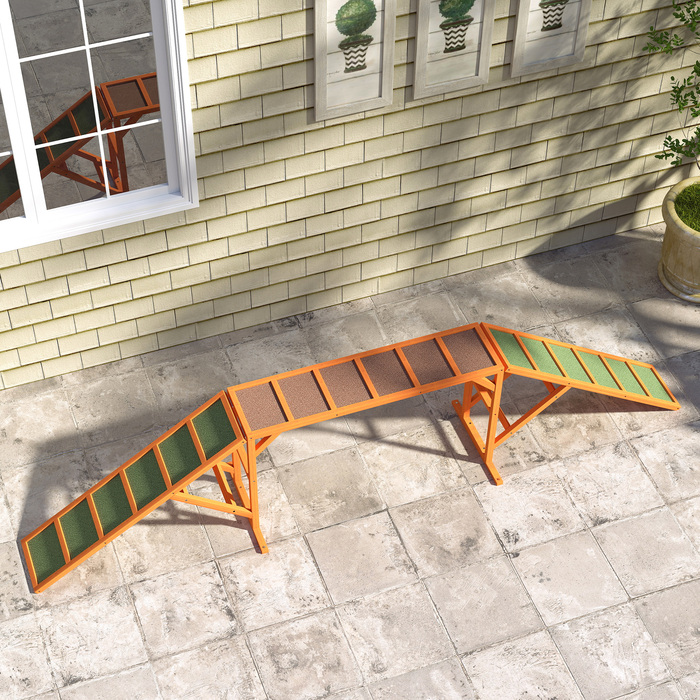 PawHut Agility Ramp for Dogs, Training Course Equipment, Non-Slip, Weather-Resistant, Wooden, 325 x 55 x 69 cm, Orange