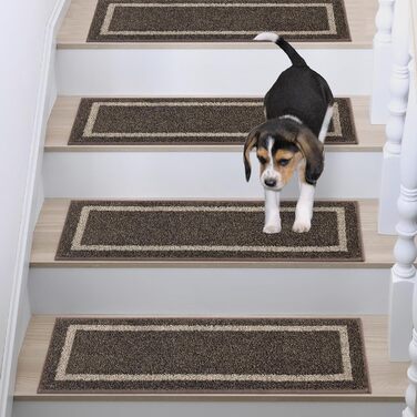 Килимок для сходин COSY HOMEER 70x22 см (15 шт.), самоклеючий, антиковзкий, для дому, машинного прання, 100% поліестер, TPE-підкладка (Коричневий, 4 шт.)