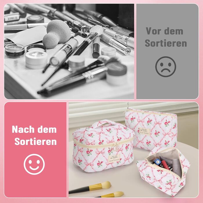 Набір косметичок з квітами для дівчаток, дамські культбагелі, степкова косметичка для макіяжу, бавовняний набір культбагелів, косметичка з бантиком рожевого кольору