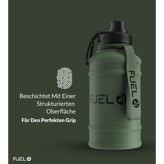 Extra Stark Stainless Steel Metal Water Bottle 1.3L & 2.2L - Leak-Proof & BPA-Free Stainless Steel Water Bottle - Robust Water Bottle Gym, Sports Stainless Steel Water Jug for Adults (1300 ml, Green)