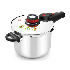 Швидковарка MONIX Selecta 9л з вибором продуктів та автоматичним клапаном, нержавіюча сталь 18/10, срібна