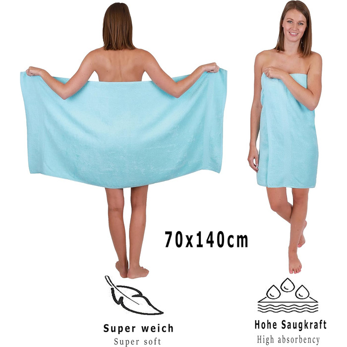 Betz 6-Piece Bath Towel Set - Shower Towel, Palermo, Size 70x140 cm, 100% Cotton, Turquoise