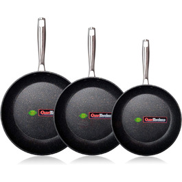 Набір сковорідок WECOOK EcoChef Titan, 3 шт. (20/24/28 см), кований алюміній, індукція, 5-шарове антипригарне покриття без PFOA, для всіх типів плит, посудомийна машина