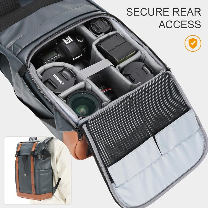 TARION Рюкзак для фотоапарата Kaera: водонепроникний рюкзак для фотокамери, рюкзак з відділенням для ноутбука 14 дюймів, рейнкавер (зелений, синій, M)