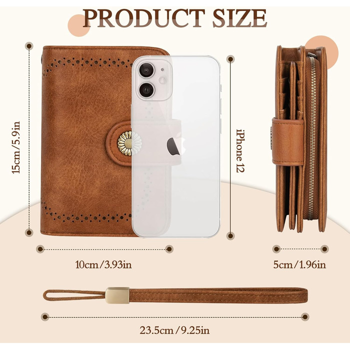 TEUEN Women's Wallet Large Capacity PU Leather Vintage Card Holder Purse Organizer Wallet Medium Size with RFID Blocking and Multiple Compartments