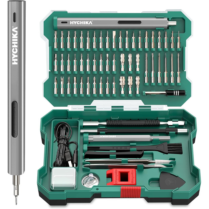 Електрична прецизійна викрутка HYCHIKA для дрібної механіки, набір 67 в 1. Інструмент для ремонту смартфонів, планшетів, консолей, камер, годинників