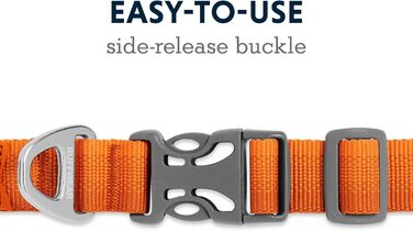 Нашийник для собак RUFFWEAR Front Range, міцний матеріал Tubelok, карабін з алюмінію, зручна застібка, яскравий колір Campfire Orange, розмір L (51-66 см)