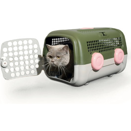 Транспортна переноска для собак та котів United Pets A.U.T.O. Design, Made in Italy, рожево-сіра, з гігієнічним килимком, 51x37x33 см