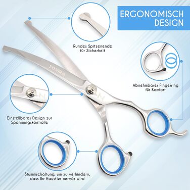 Набір для грумінгу собак та котів: професійні ножиці для стрижки та підстригання шерсті з шкіряною сумкою, нержавіюча сталь