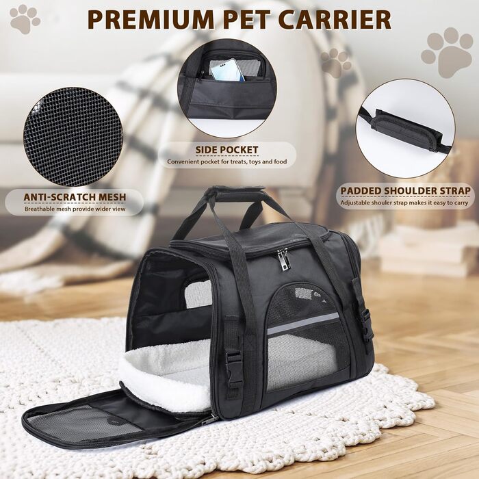 Транспортна переноска для котів та собак Romon Transportbox, 44x28x25 см, чорна