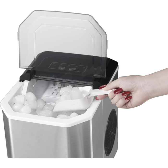 Машина для приготування льоду SENYA – 2 розміри кубиків, 12 кг/24 год, бак 1,3 л, LED-дисплей, інфрачервоне виявлення, нержавіюча сталь