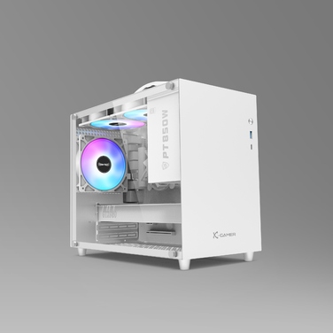 Корпус для комп'ютера Cube Case Micro-ATX, загартоване скло, RGB, білий