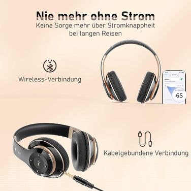 Бездротові навушники Lankey Sound Bluetooth Over-Ear з 6 EQ, FM, SD/TF, вбудованим мікрофоном, 65 годин роботи, чорний колір